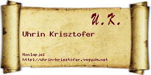 Uhrin Krisztofer névjegykártya